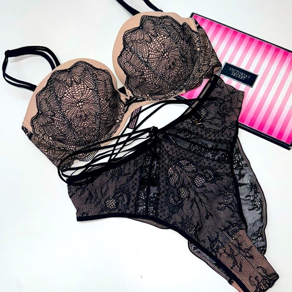 🔥VICTORIA SECRET multiway strapless PUSH-UP BRA SET 32D// Small NEW